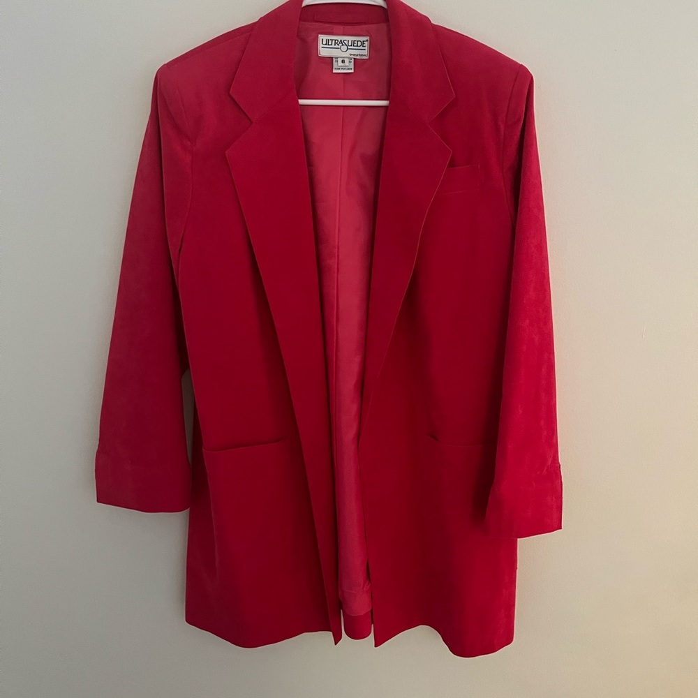 Vintage hot pink ultra suede oversized blazer
